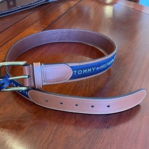 Tommy Hilfiger Men’s Genuine Leather and Canvas Belt. Style# 11TL02X032
